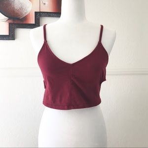 Slit rib maroon crop top